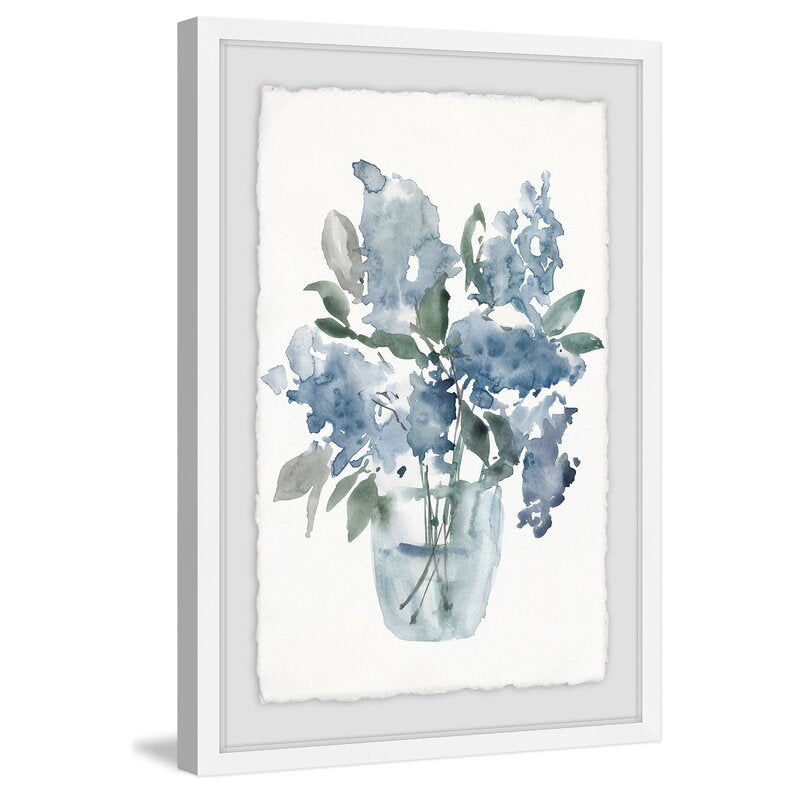 Elegant Blue Watercolor Floral Oil Painting