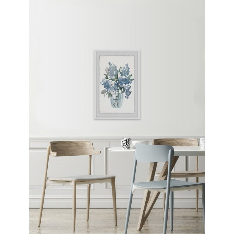 Elegant Blue Watercolor Floral Oil Painting