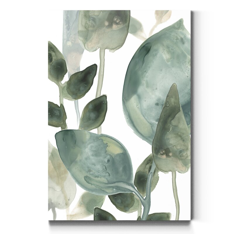 Serene Green Water Leaves Abstract Oil Painting for Modern Home Decor
