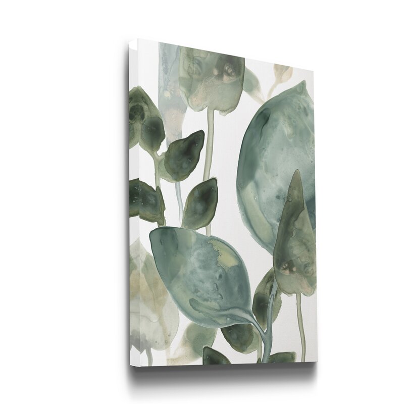 Serene Green Water Leaves Abstract Oil Painting for Modern Home Decor