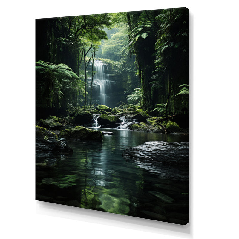 Serene Forest Waterfall in Hidden Oasis Nature Landscape