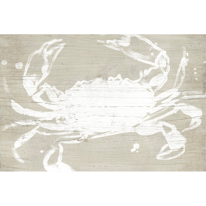 Coastal Serenity: Elegant White Crab Oil Painting on Textured Background