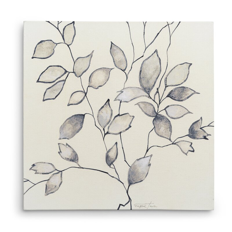Elegant Monochrome Leaves Oil Painting for Modern Home Decor