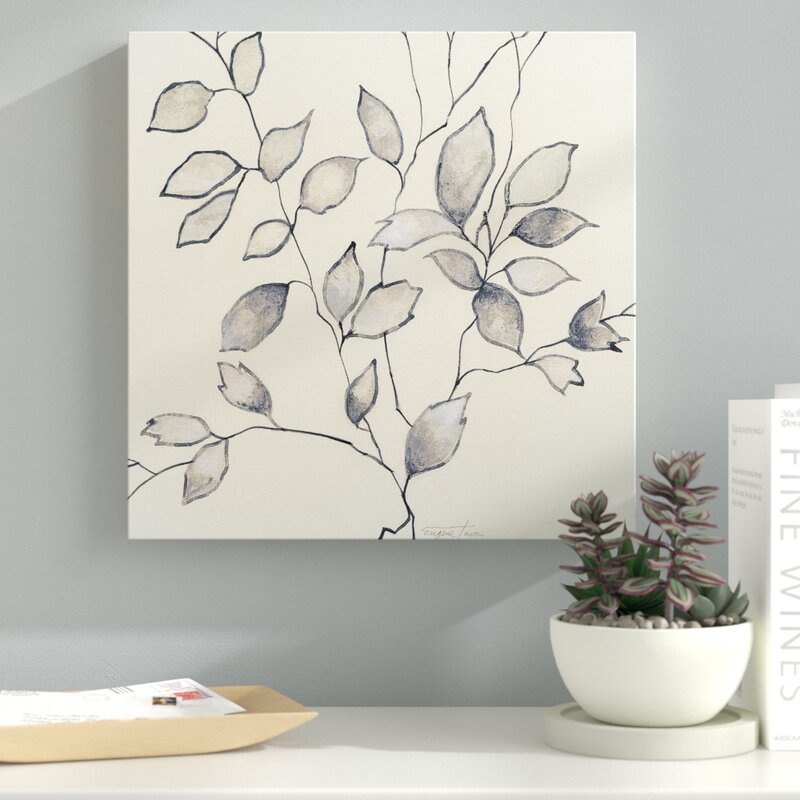 Elegant Monochrome Leaves Oil Painting for Modern Home Decor
