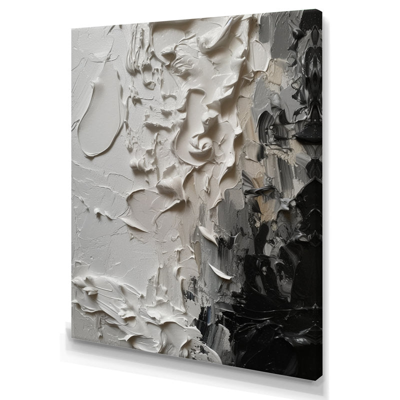 Elegant Black and White Abstract Oil Painting for Modern Decor