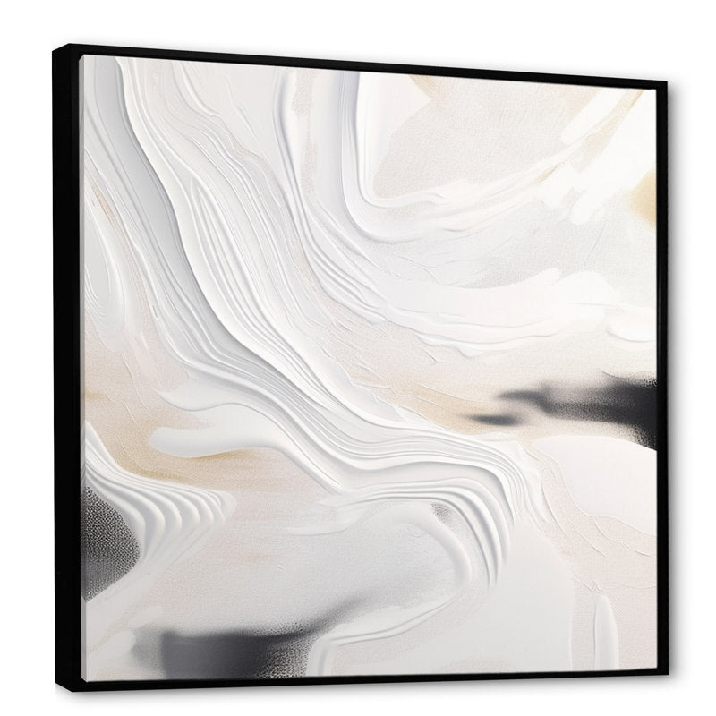 Elegant White and Gold Abstract Oil Painting for Modern Decor