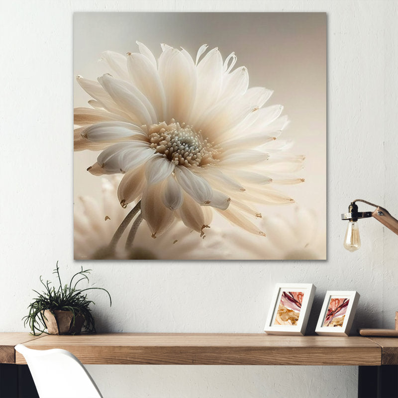 Elegant White Gerbera Flower Canvas Art for Home Decor and Flower Lovers