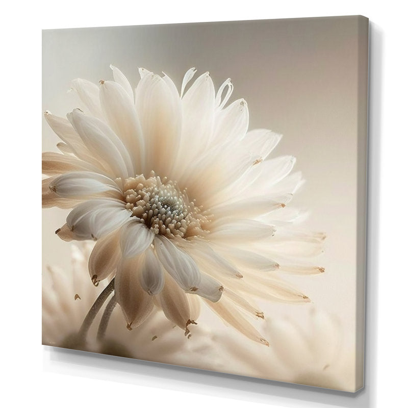Elegant White Gerbera Flower Canvas Art for Home Decor and Flower Lovers
