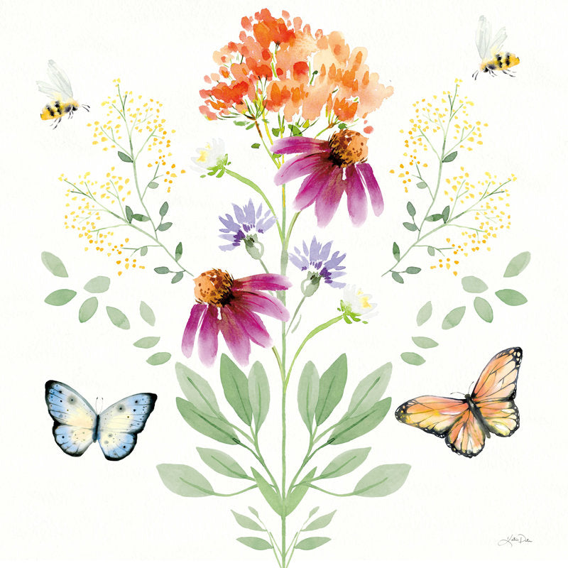 Vibrant Wildflowers and Butterflies Oil Painting for Nature Lovers