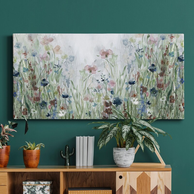 Serene Wildflower Meadow Oil Painting Perfect for Home Décor
