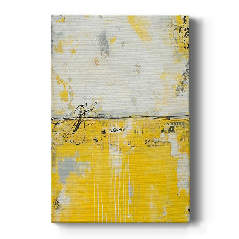 Vibrant Yellow Horizon: Modern Abstract Oil Painting for Contemporary Decor