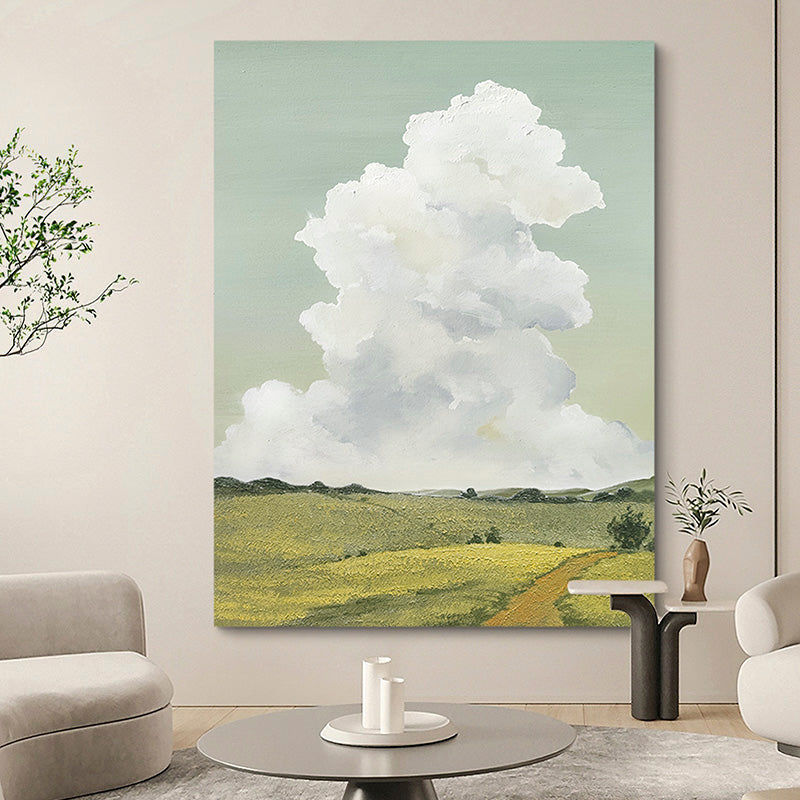 Meadow Cloud Field Farmhouse Walk Hike Oil Painting 230PW