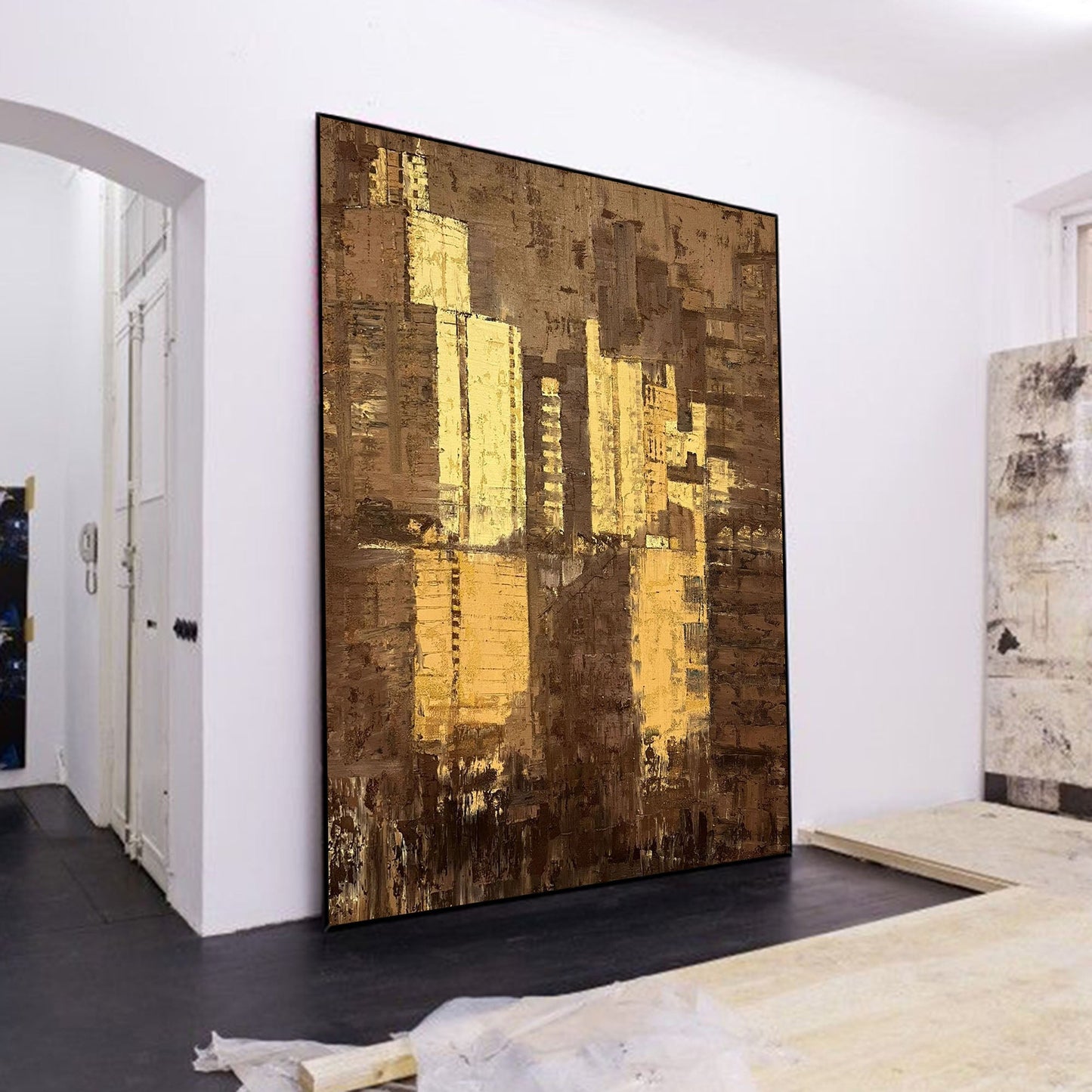 Contemporary Urban Abstract Oil Painting for Modern Home Decor