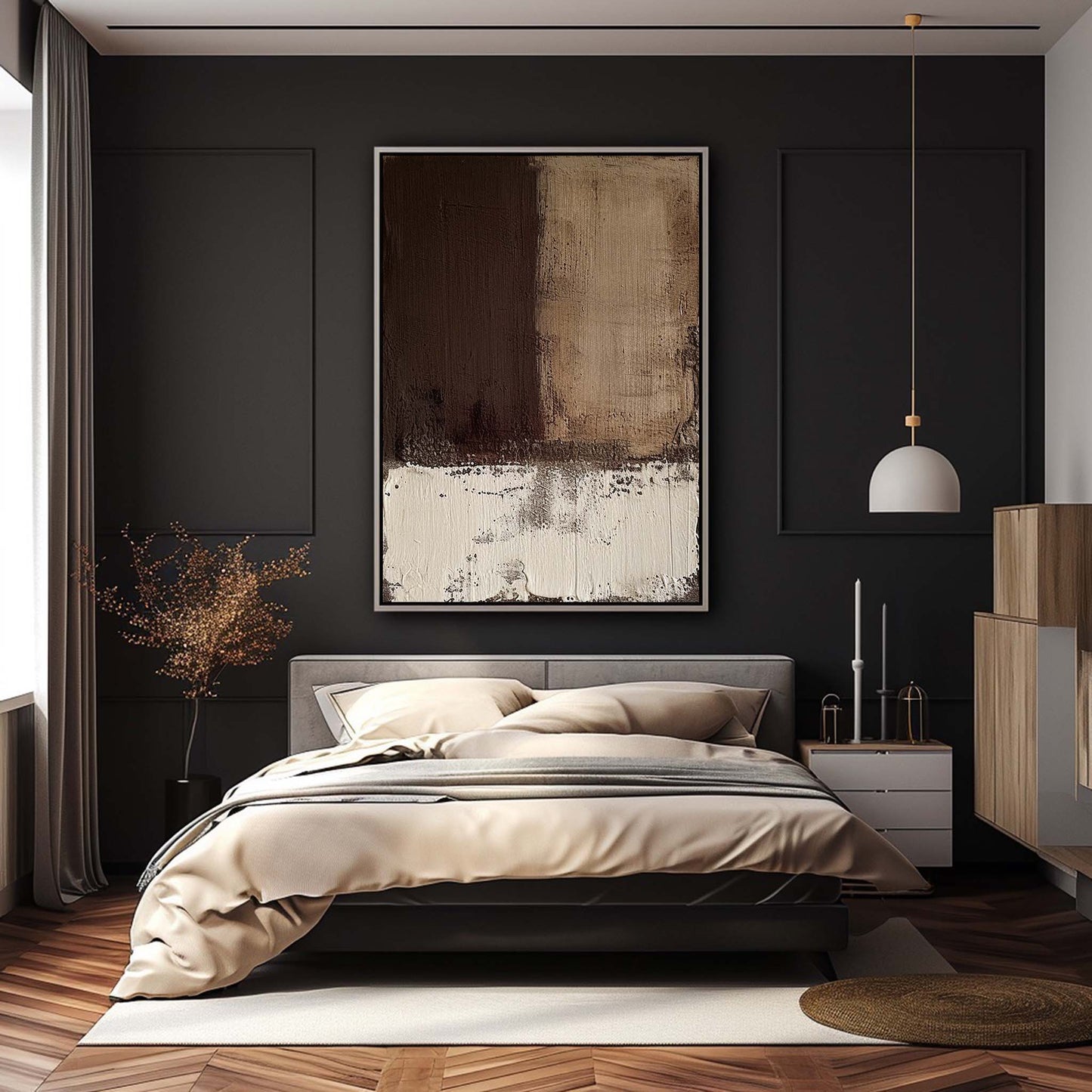 Contemporary Minimalist Abstract Oil Painting in Earthy Tones