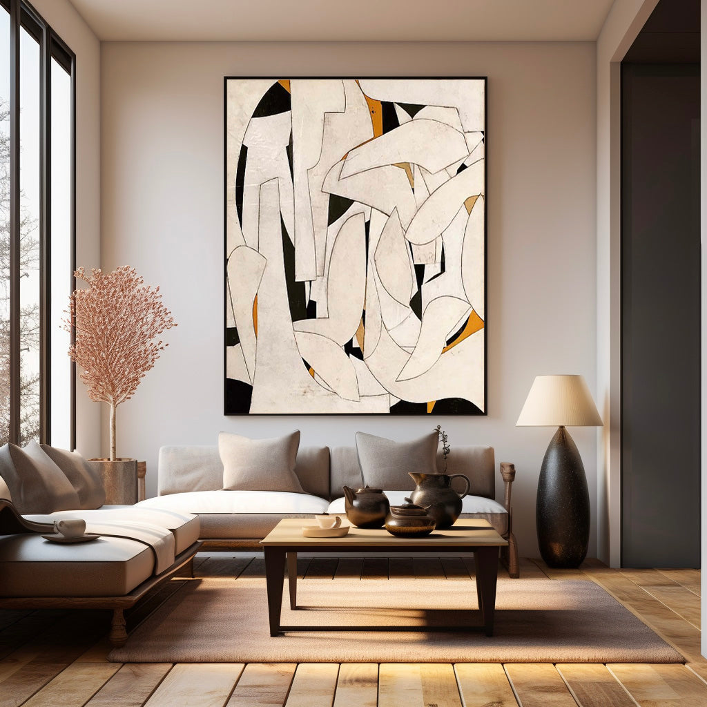 Contemporary Minimalist Abstract Oil Painting for Modern Home Decor