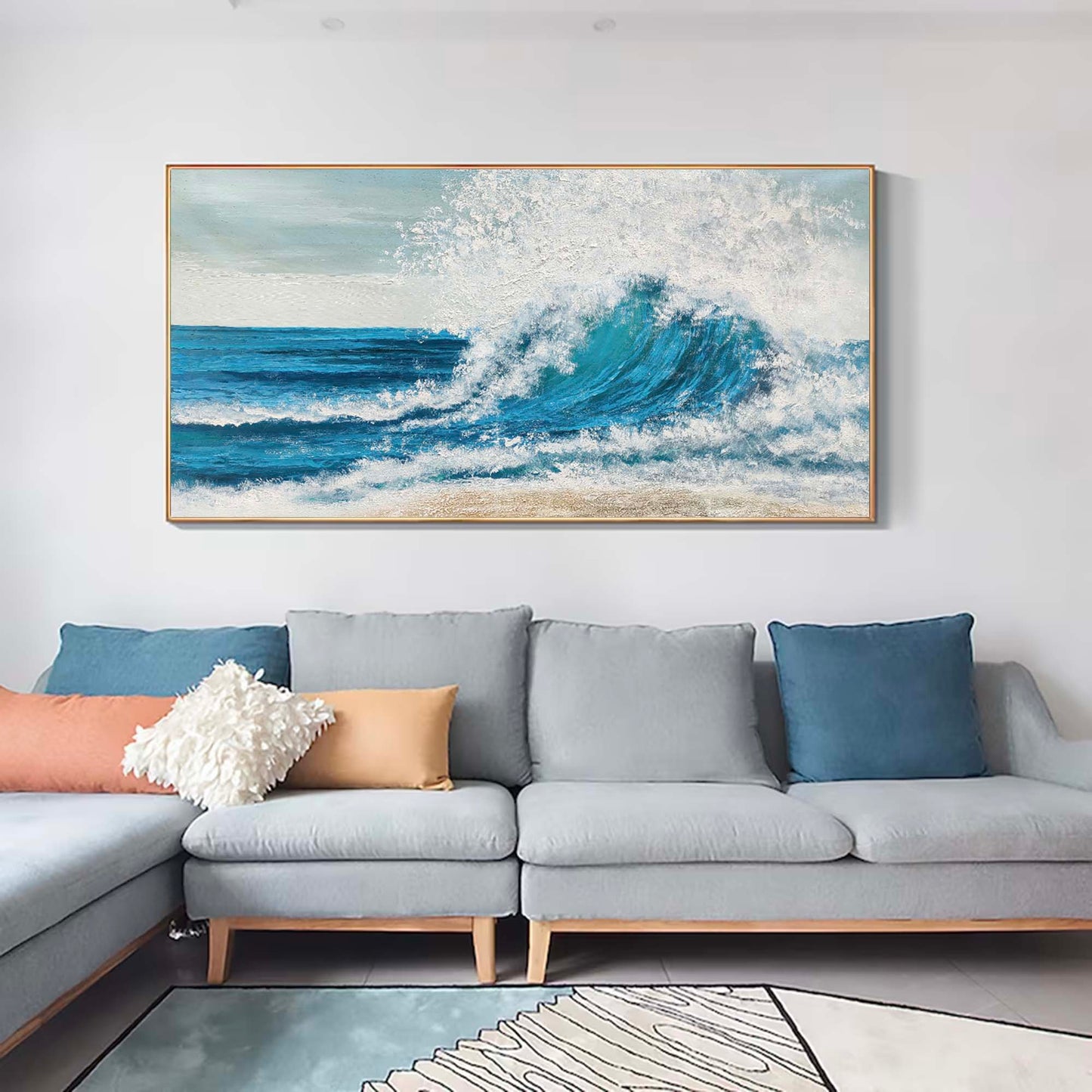 Stunning Ocean Wave Painting for Minimalist Beach Decor