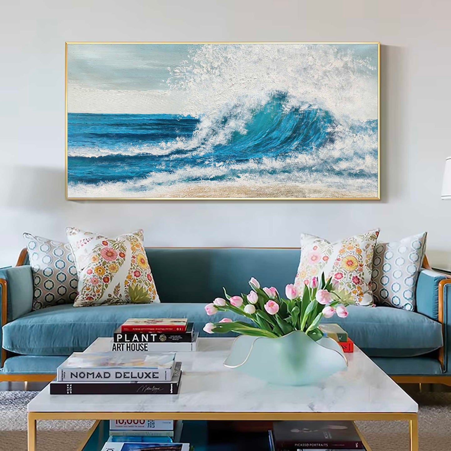 Stunning Ocean Wave Painting for Minimalist Beach Decor