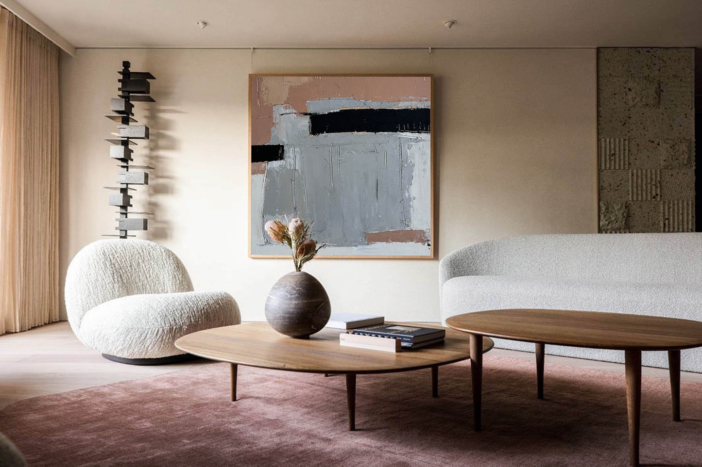 Contemporary Minimalism: Modern Abstract Oil Painting for Elegant Home Décor