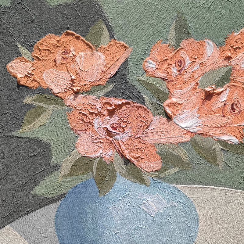 Still Life Floral Vase Tabletop Oil Painting 279PW