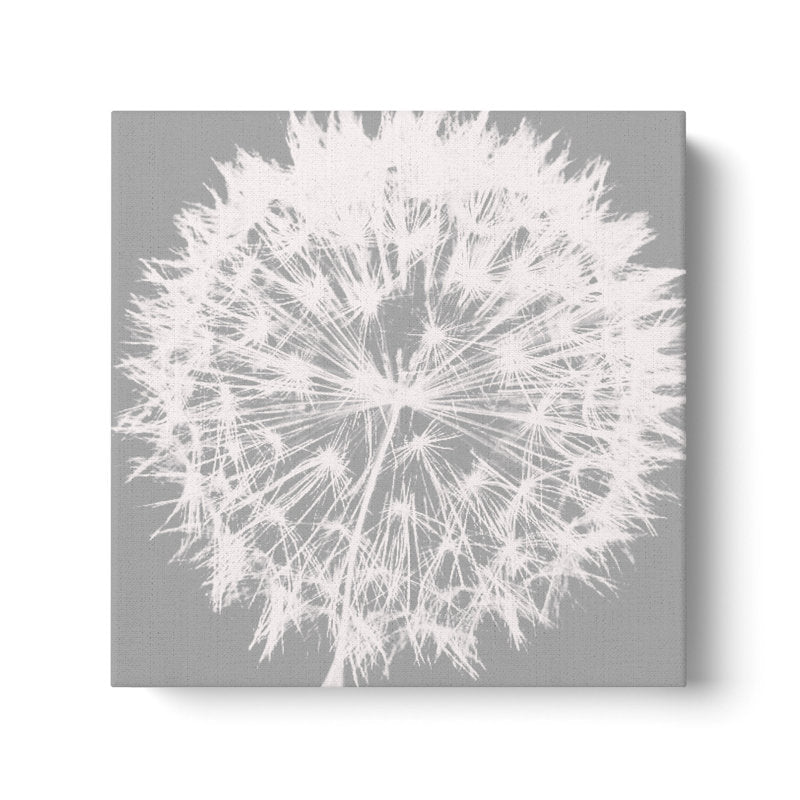 Whimsical Dandelion White and Gray Floral Canvas Art for Modern Home Decor
