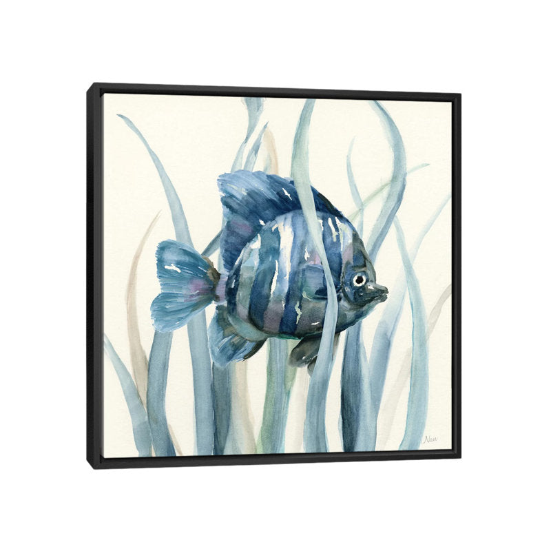 Beautiful Fish Swimming in Seagrass - Coastal Marine Art Print on Canvas