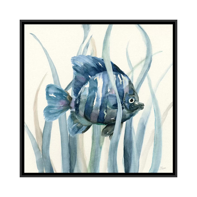 Beautiful Fish Swimming in Seagrass - Coastal Marine Art Print on Canvas