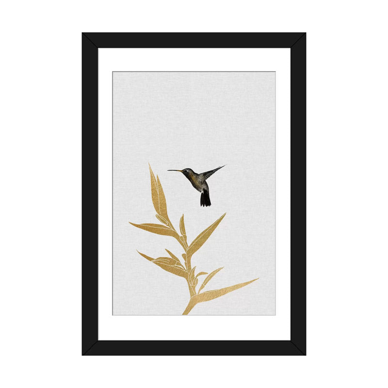 Hummingbird in Flight with Elegant Flower - Captivating Oil Painting on Canvas