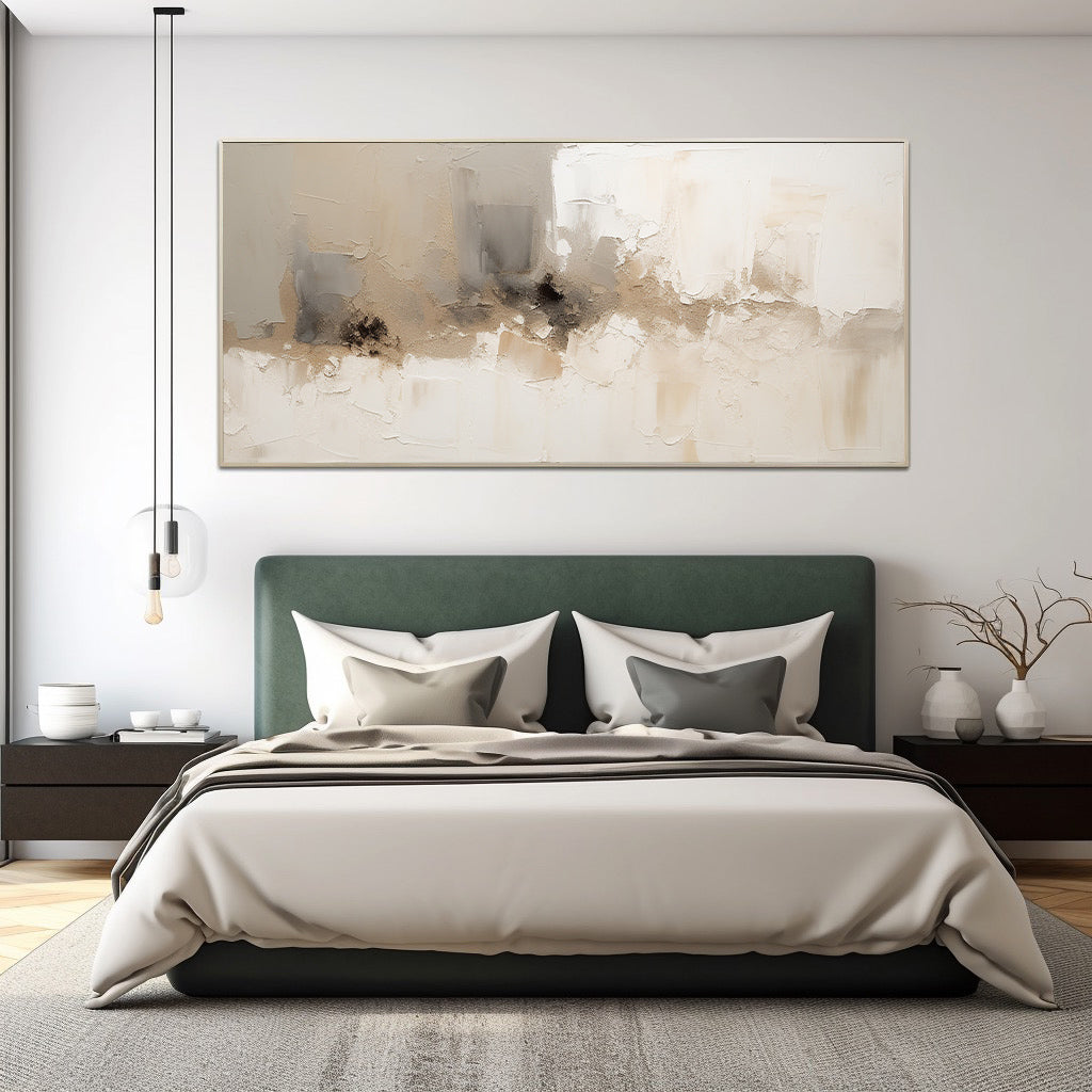 Elegant Minimalist Abstract Oil Painting in Neutral Tones for Modern Décor