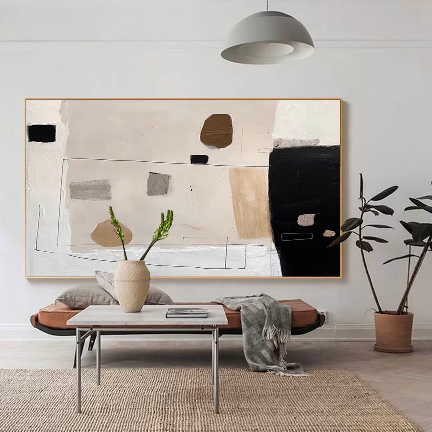 Contemporary Minimalist Abstract Oil Painting for Modern Home Decor