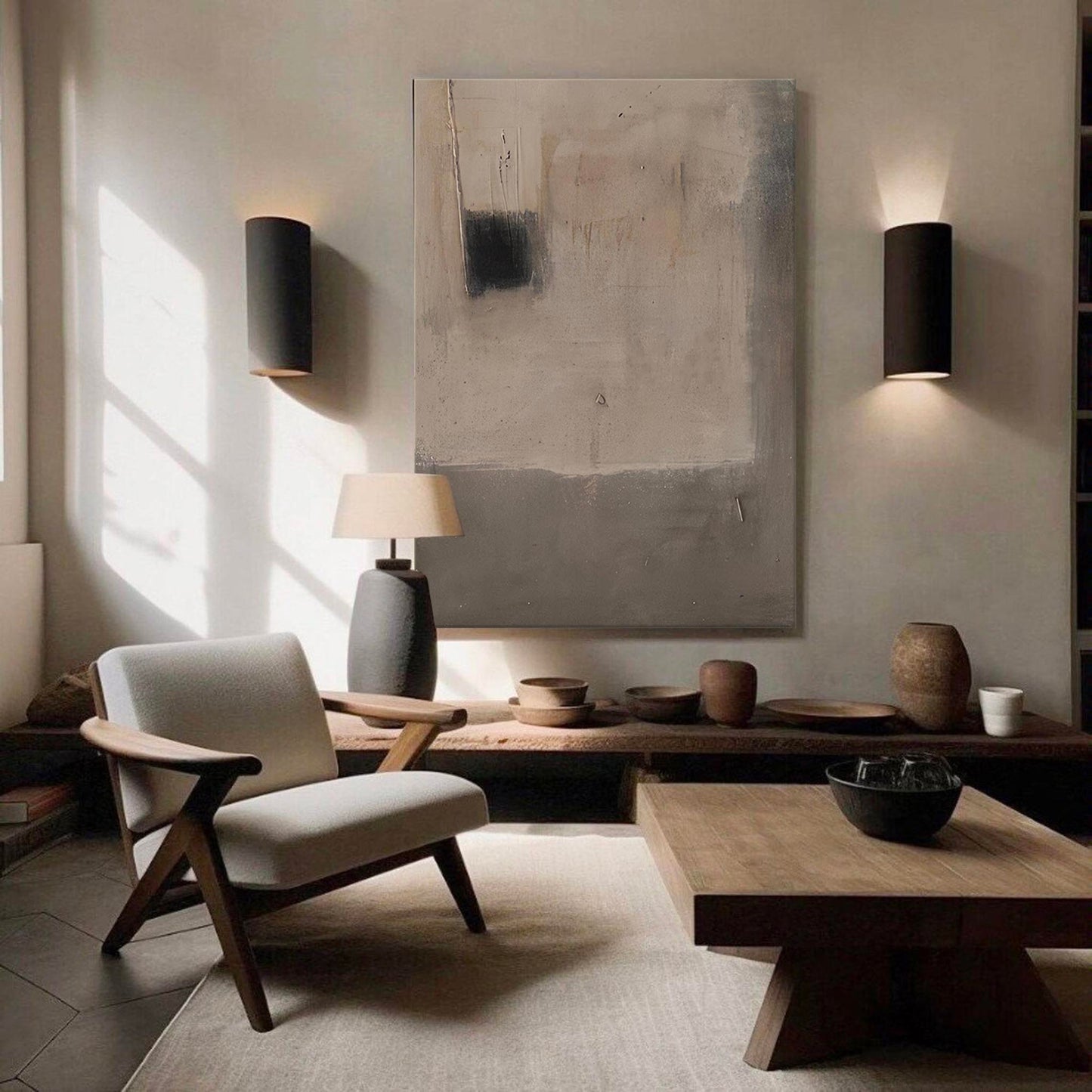 Serene Minimalist Abstract Oil Painting for Modern Home Decor