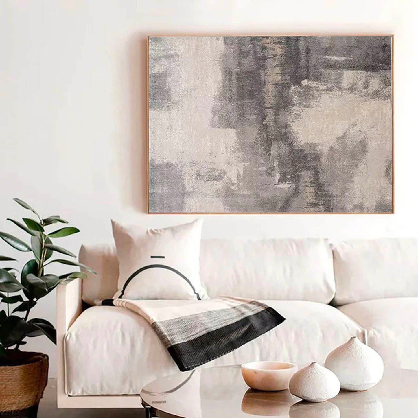 Elegant Minimalist Abstract Oil Painting for Modern Home Décor