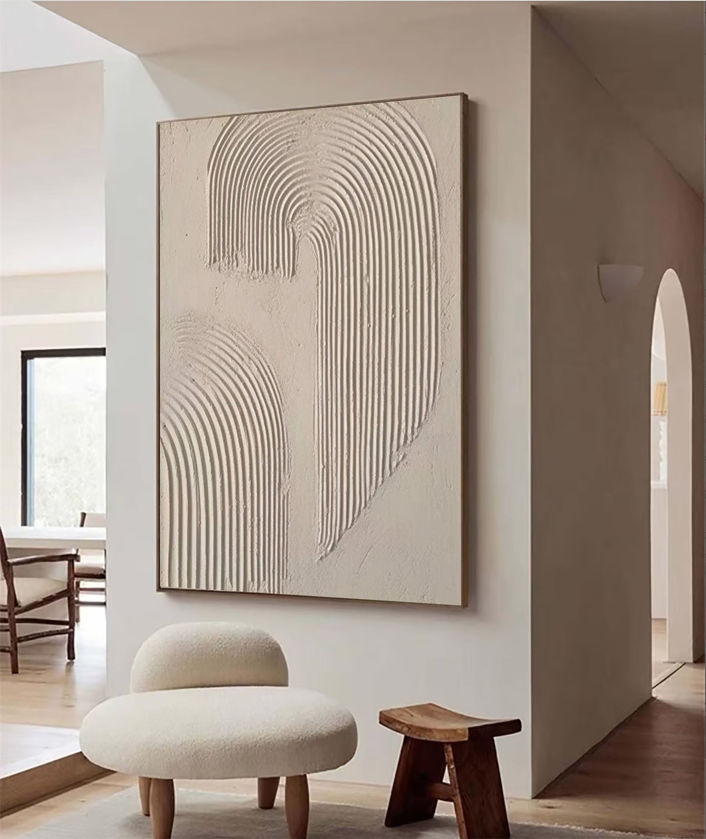 Beige and Brown Modern Abstract Oil Painting for Elegant Home Decor