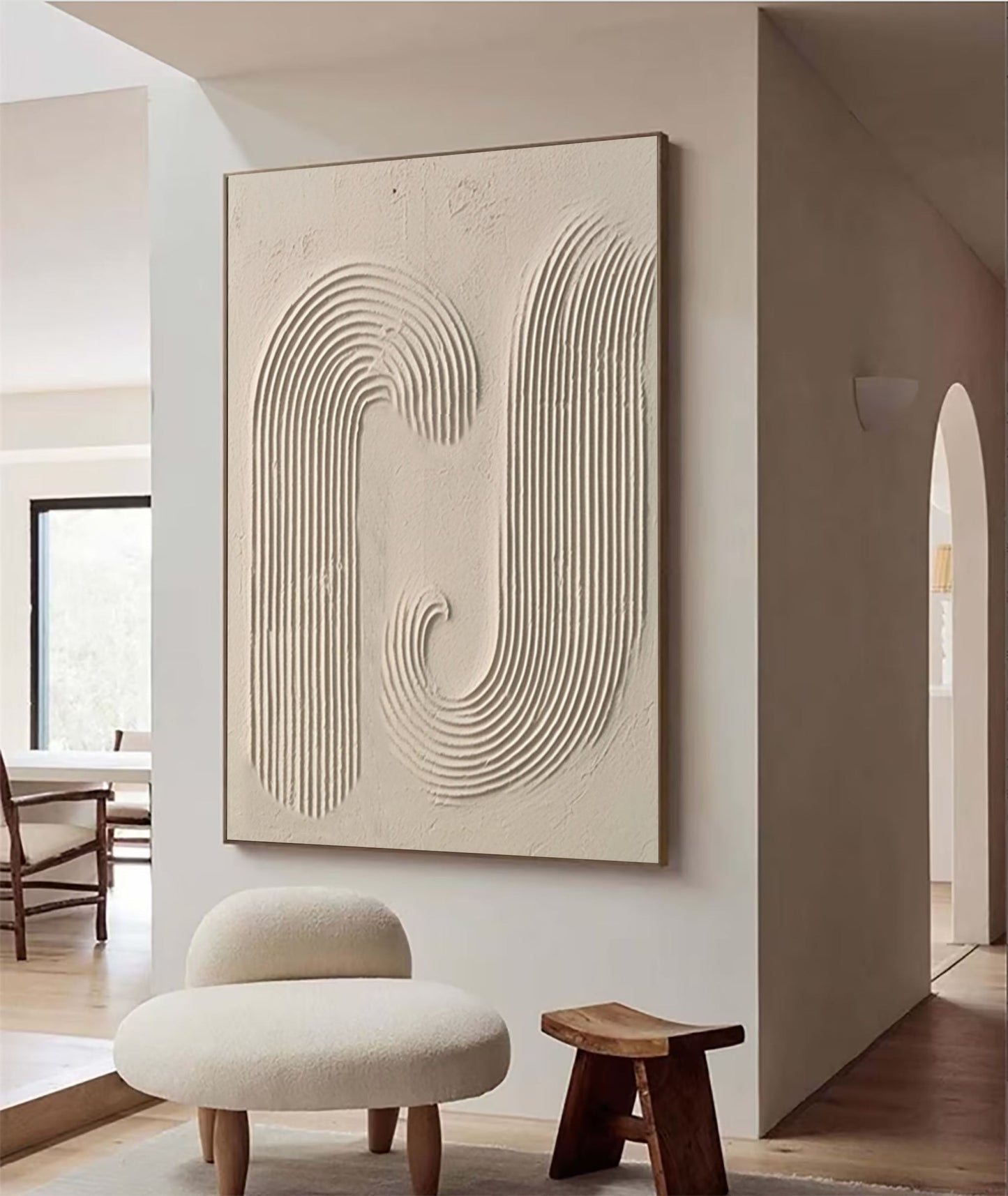 Elegant Beige Minimalist Abstract Artwork for Modern Home Decor