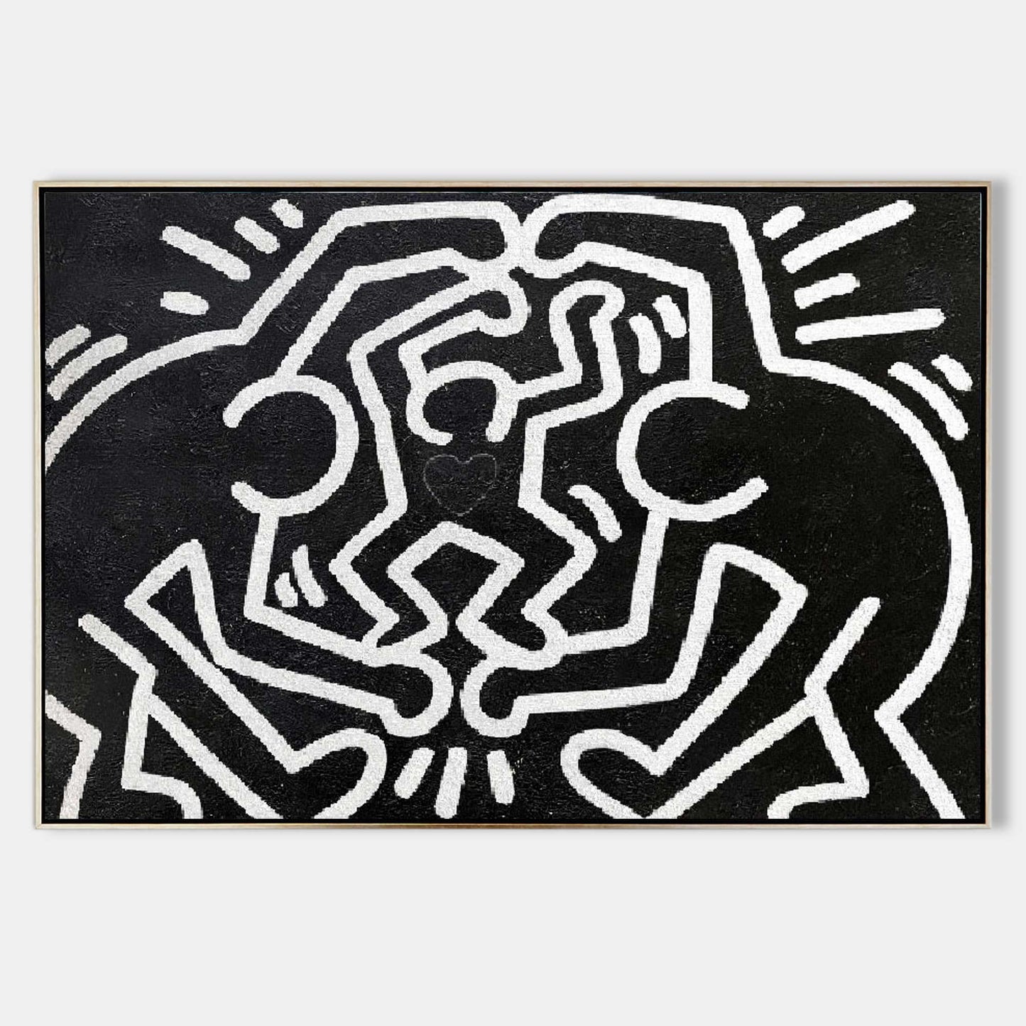 Bold Abstract Expressionist Oil Painting in Keith Haring Style