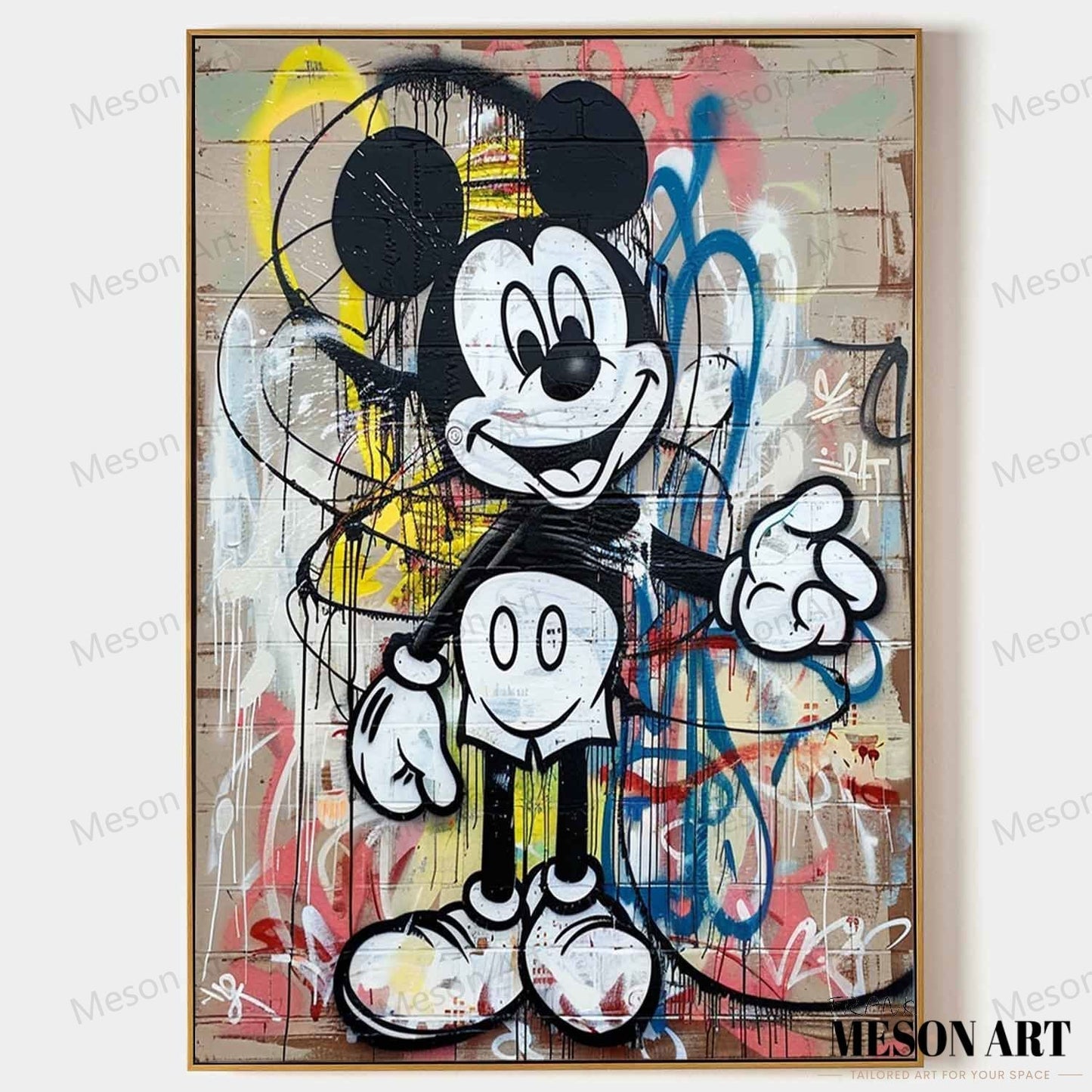 Colorful Mickey Mouse Abstract Graffiti Oil Painting for Modern Art Lovers