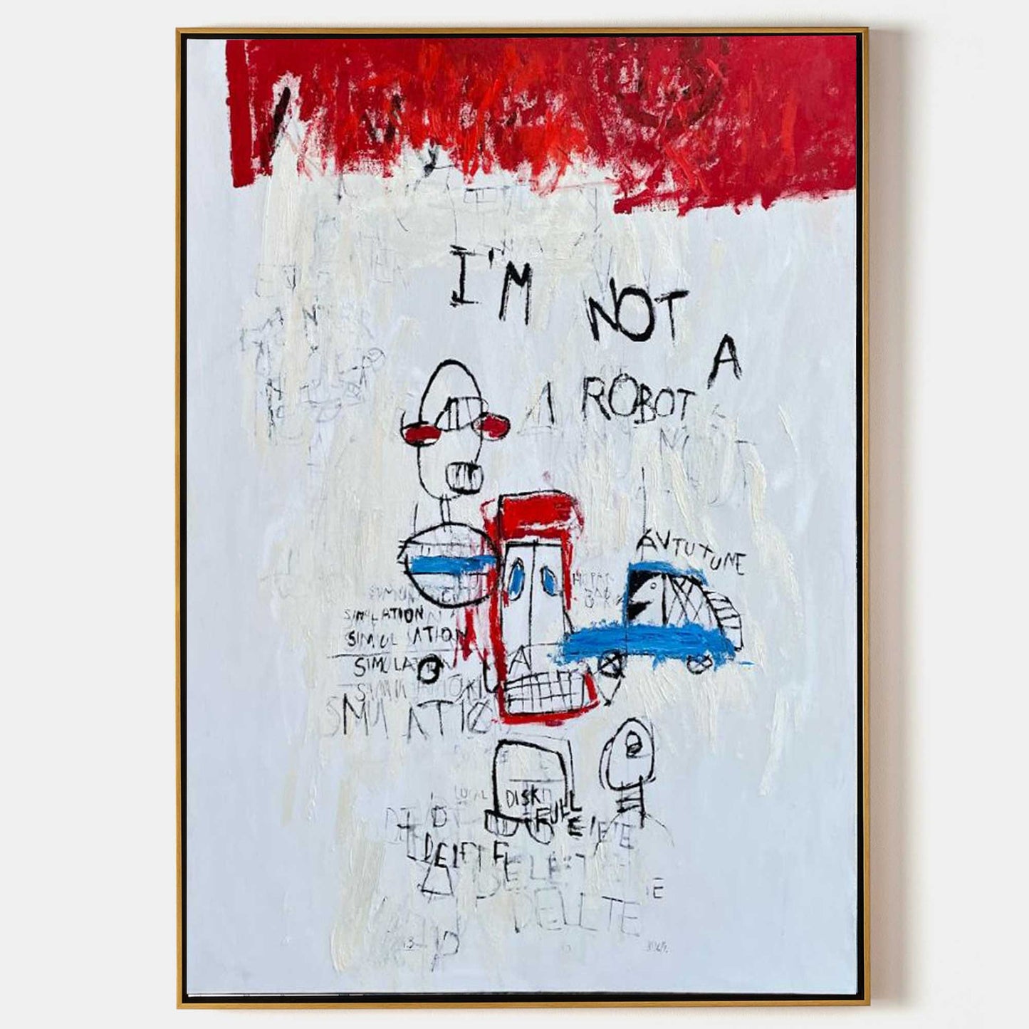 Colorful Abstract Robot Graffiti Oil Painting for Unique Home Decor