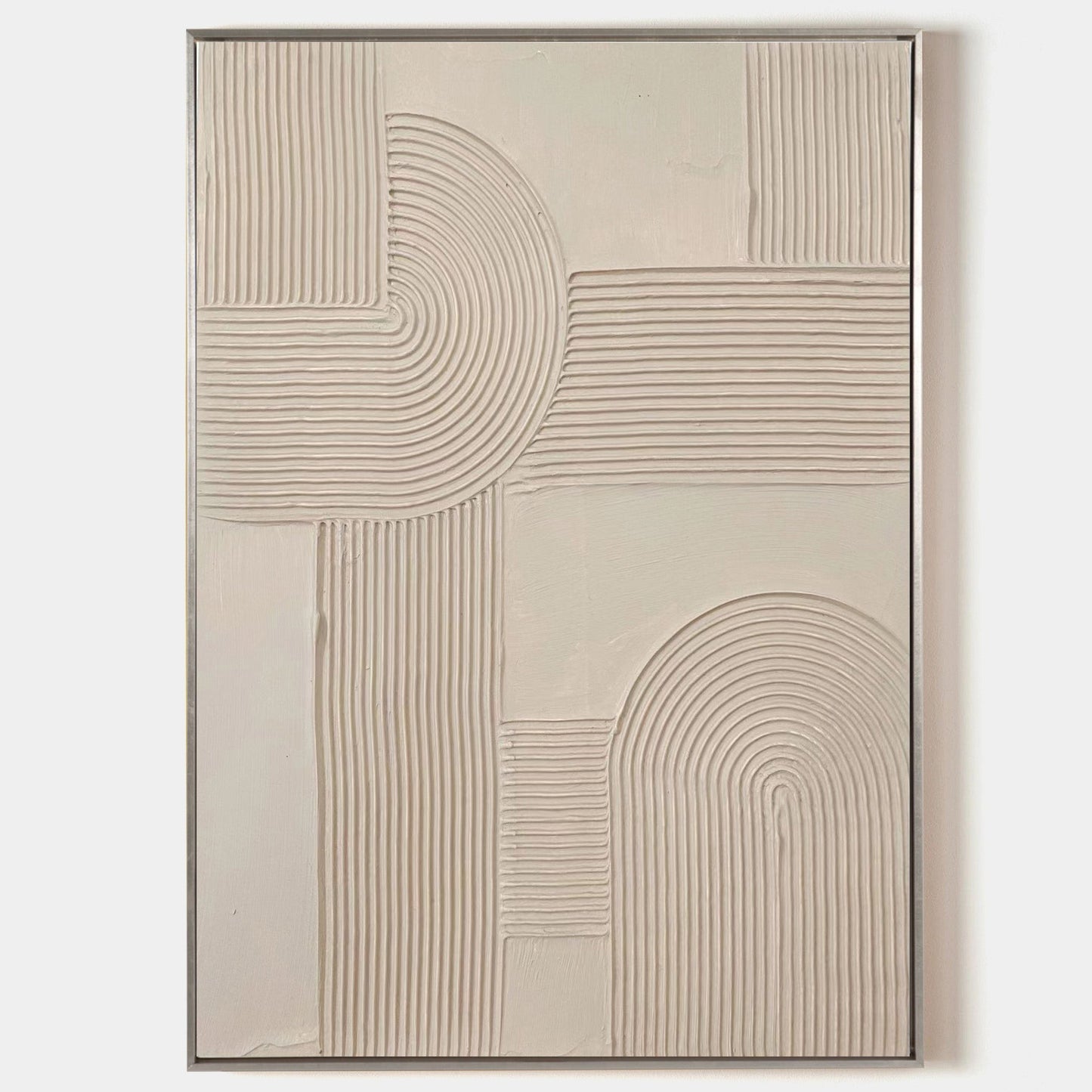 Contemporary Beige Abstract Relief Artwork for Modern Home Decor