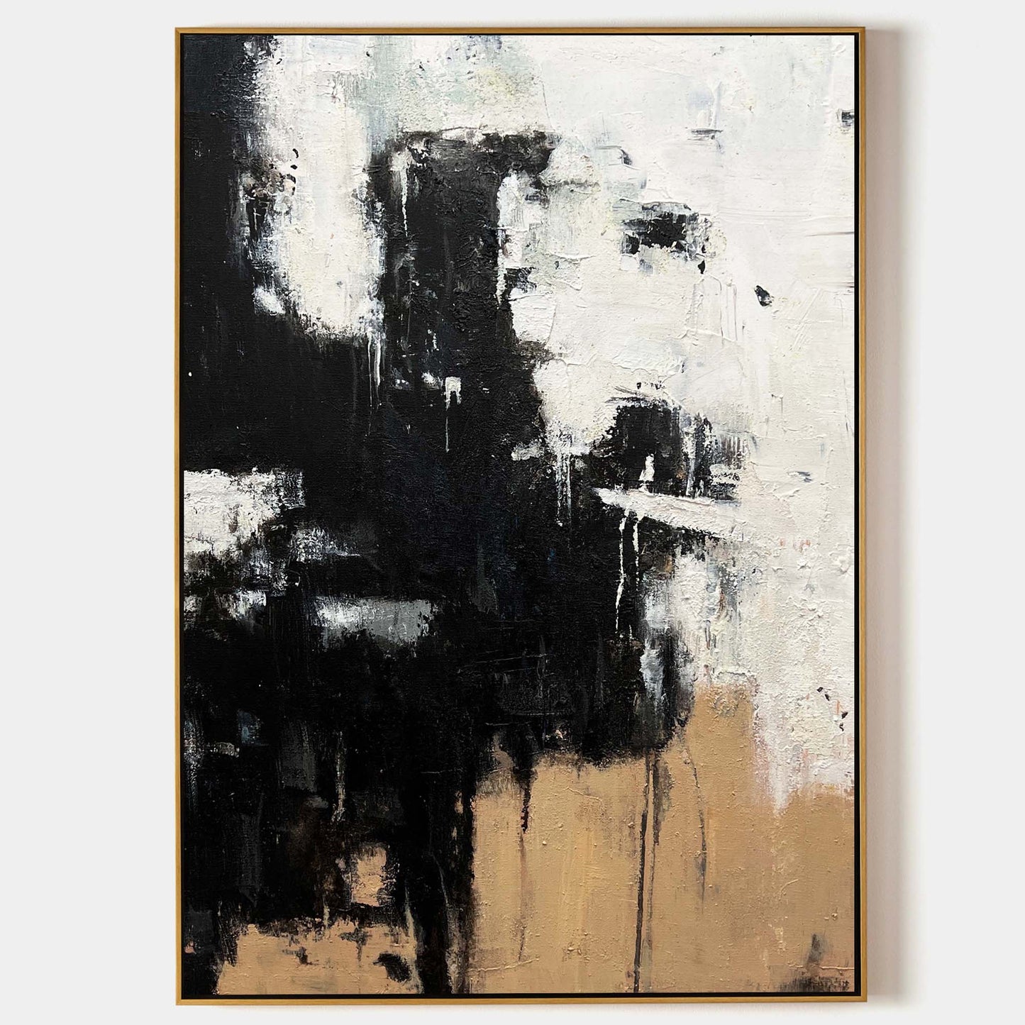 Contemporary Black and White Abstract Oil Painting for Modern Home Decor