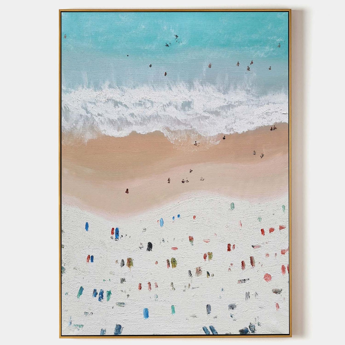 Coastal Serenity: Textured Oil Painting of Beach and Waves