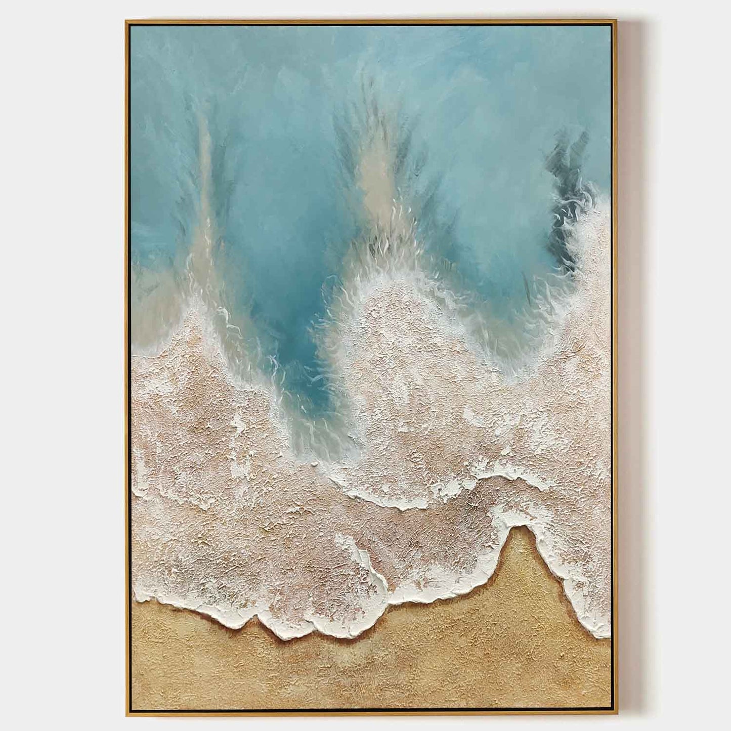 Coastal Serenity: Textured Ocean Waves Oil Painting for Home Decor