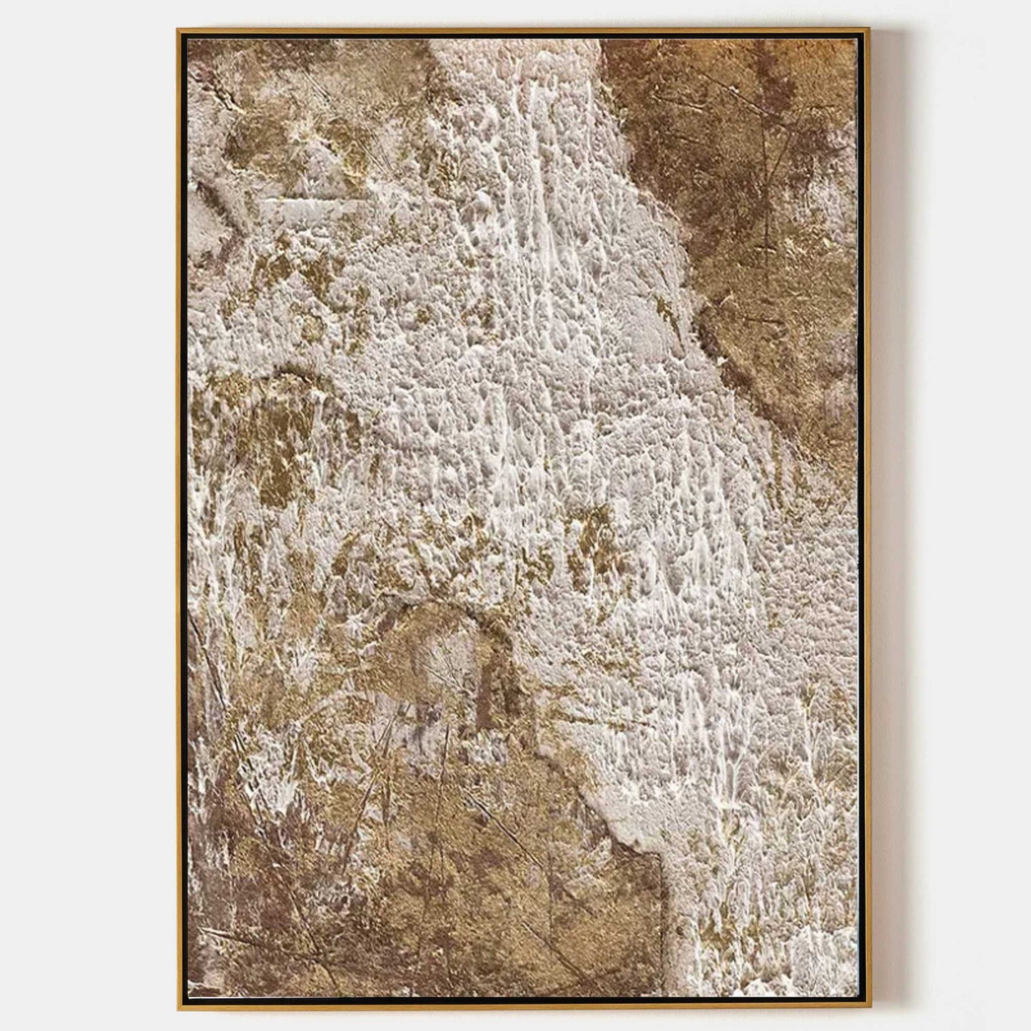 Golden Textured Abstract Oil Painting for Elegant Home Decor