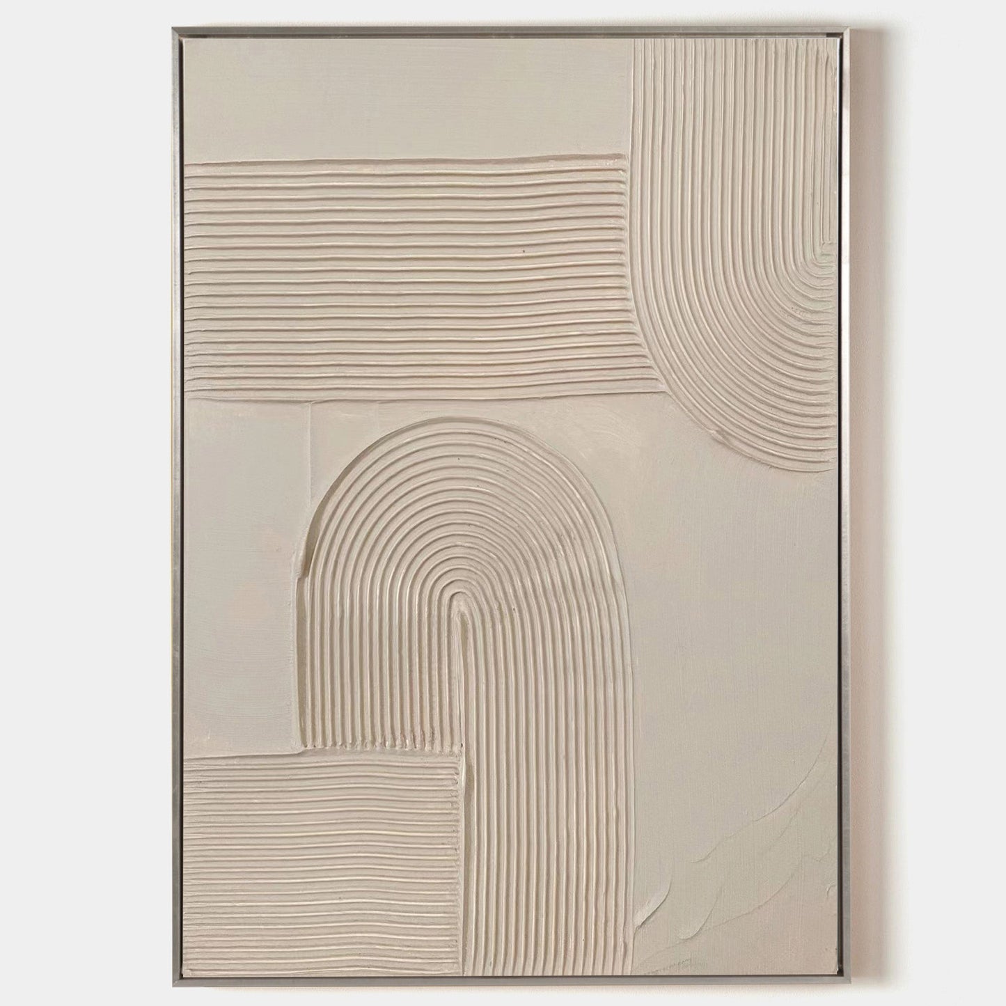 Beige Minimalist Abstract Oil Painting for Modern Home Decor
