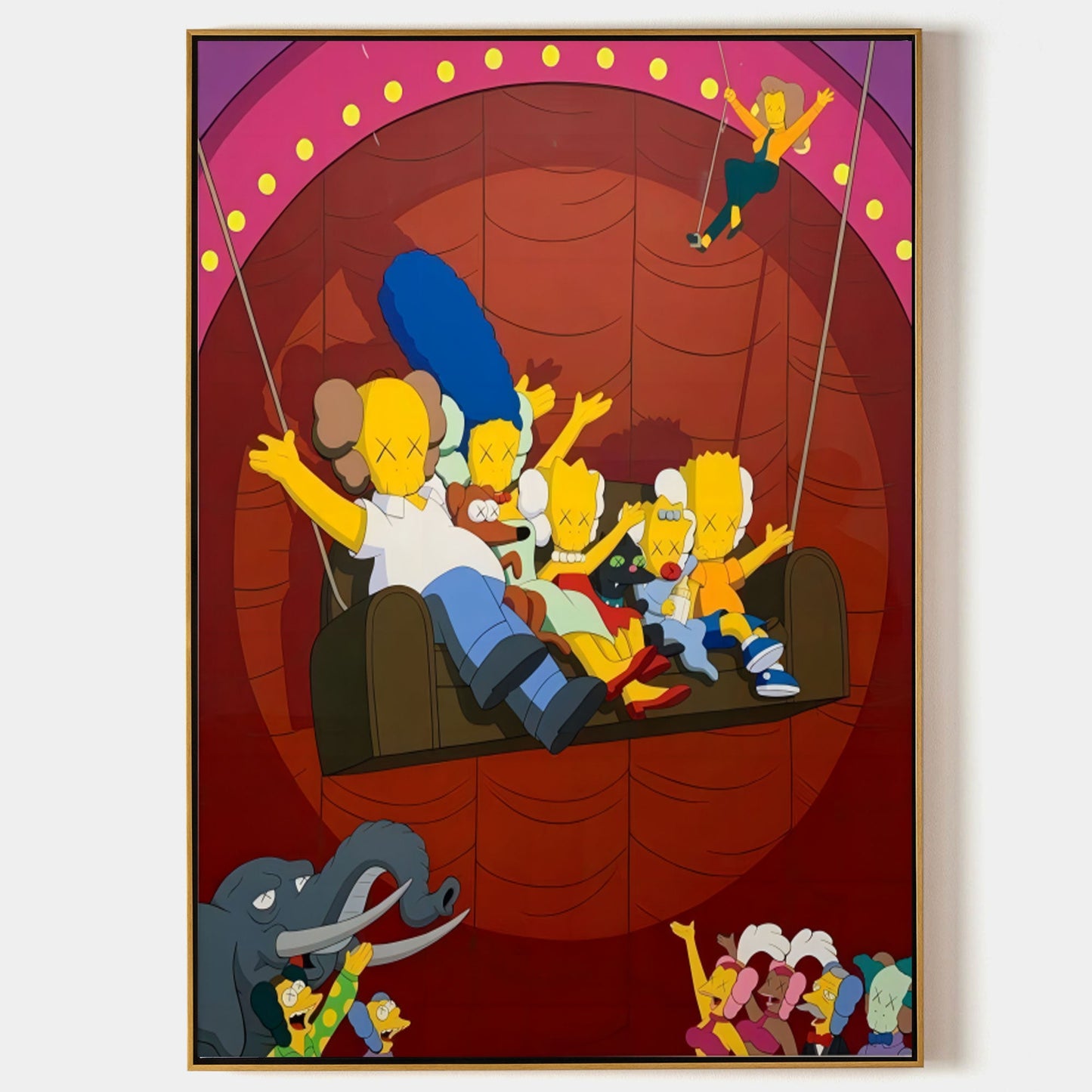 Vibrant Kaws-Inspired Pop Art with Iconic Cartoon Characters