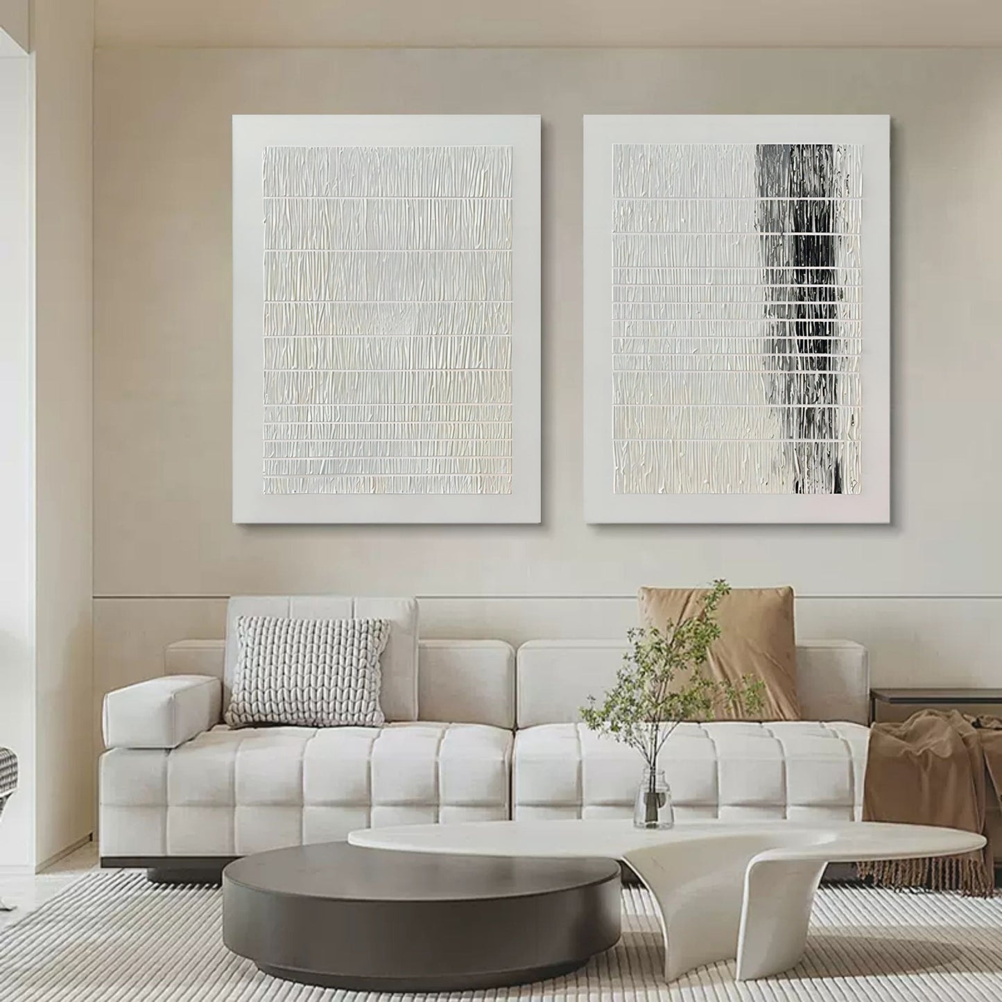 Contemporary Abstract Oil Painting Duo for Modern Home Decor