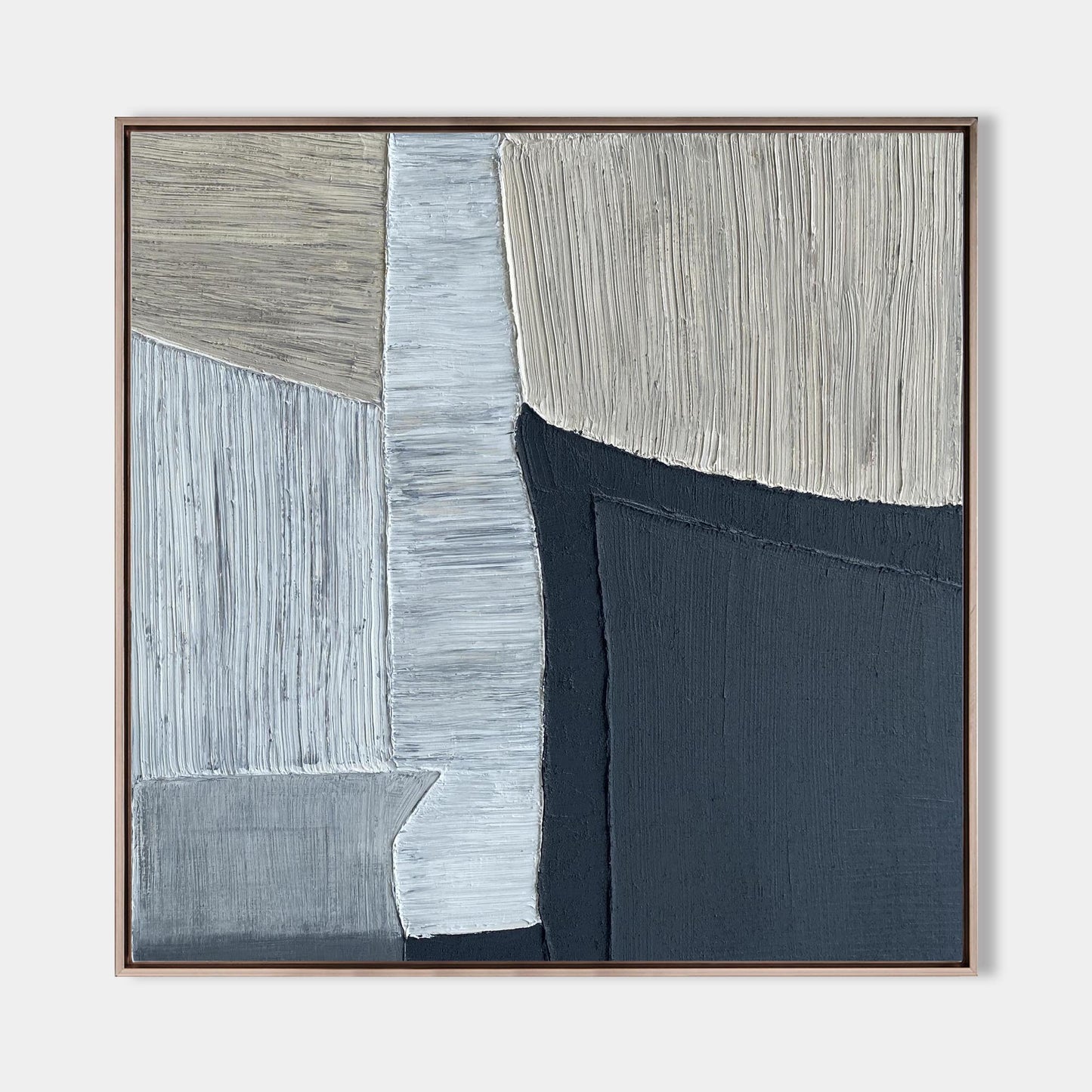Contemporary Black and Grey Abstract Oil Painting for Modern Home Decor