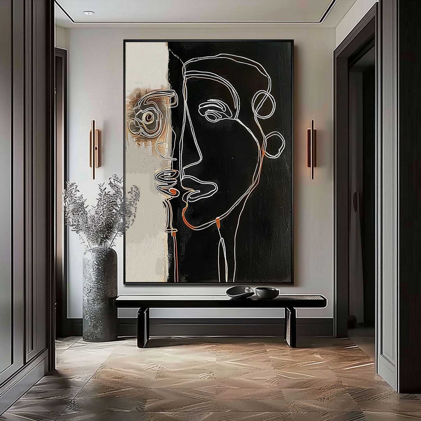 Modern Minimalist Black and White Line Art for Contemporary Decor