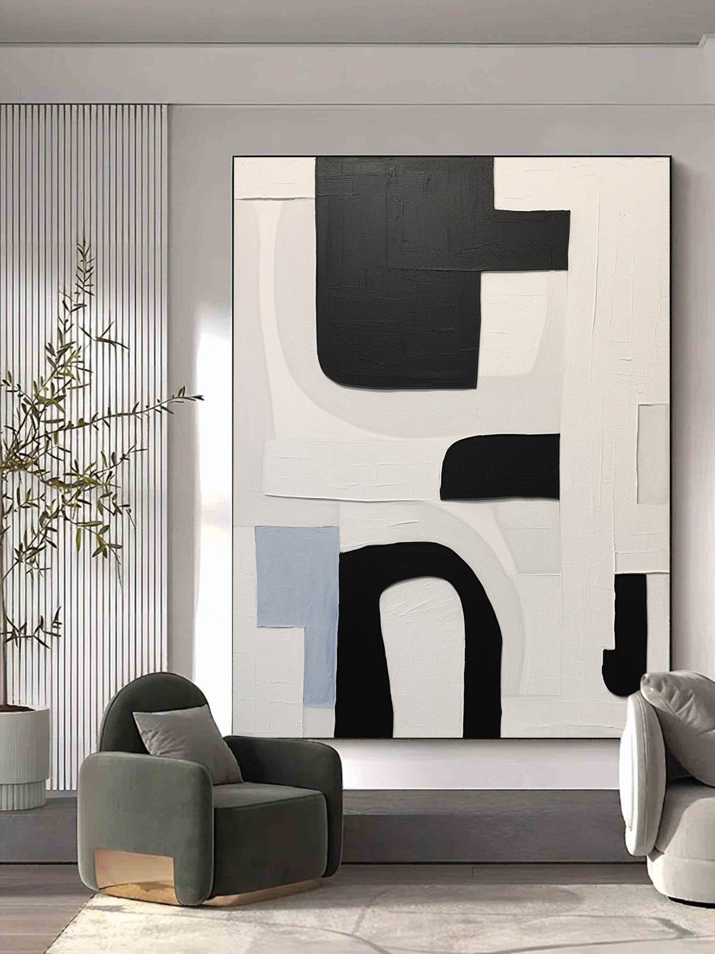 Bold Black and White Abstract Canvas Art for Modern Home Decor