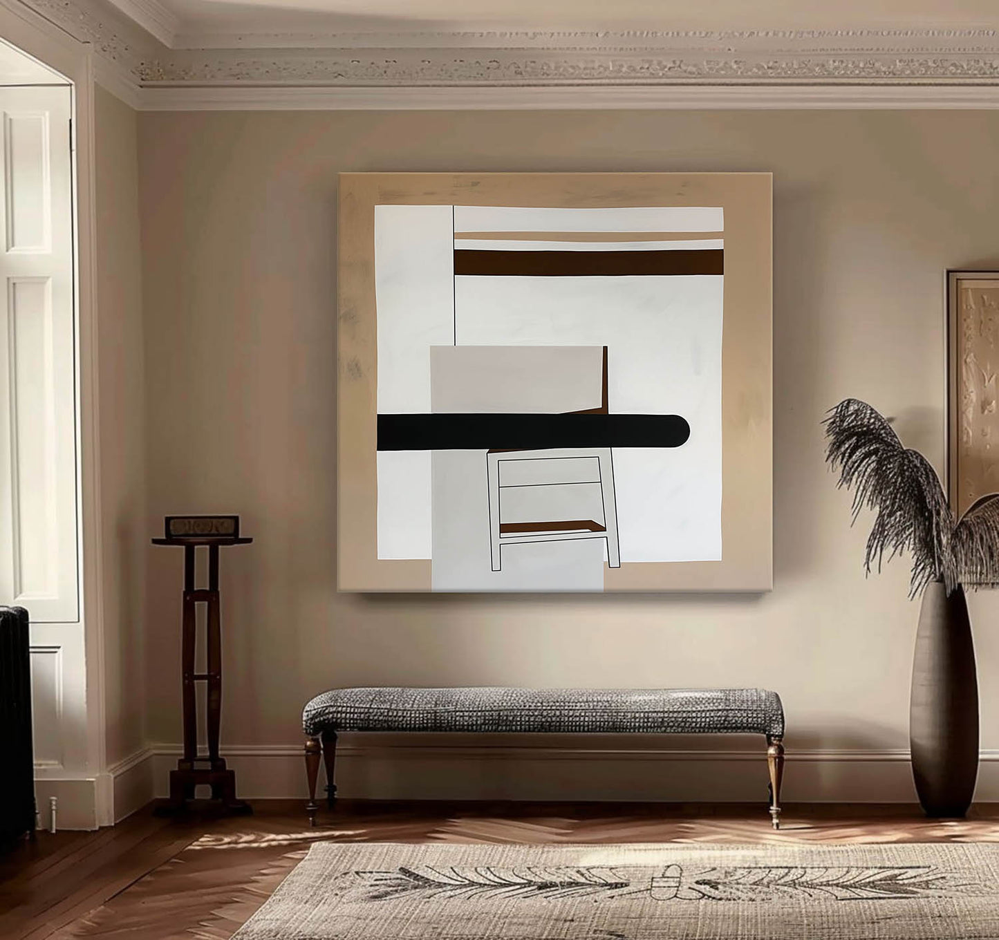 Contemporary Abstract Wall Art with Geometric Shapes and Earthy Tones