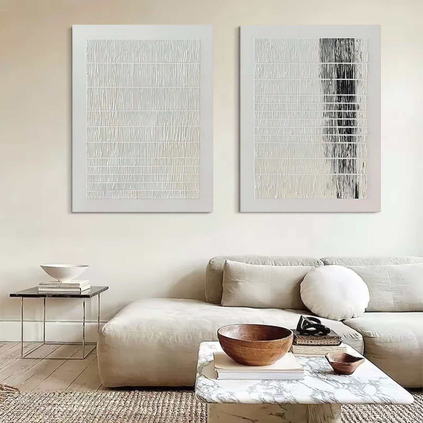 Contemporary Abstract Oil Painting Duo for Modern Home Decor