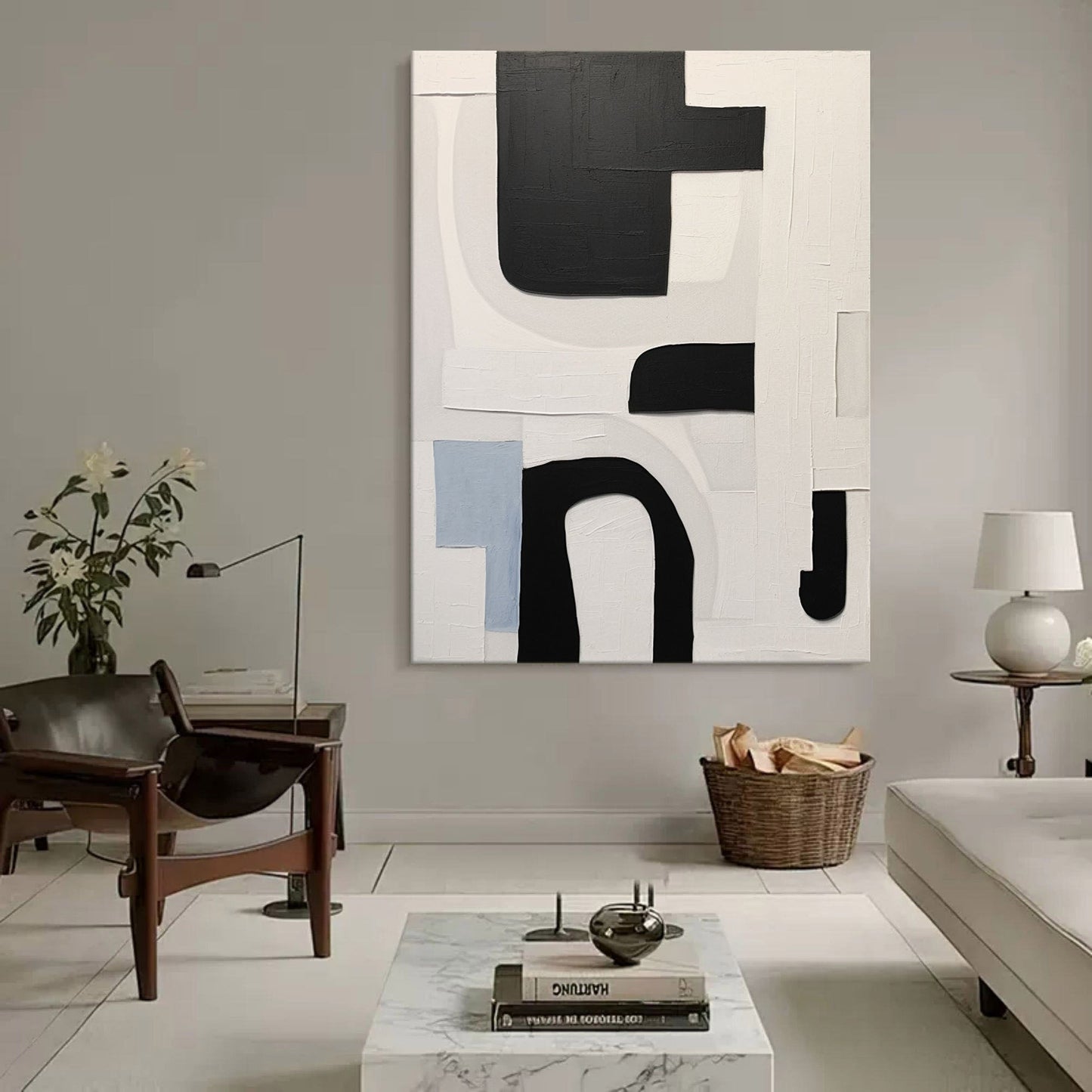 Bold Black and White Abstract Canvas Art for Modern Home Decor